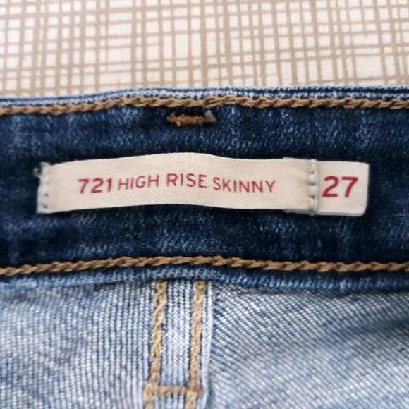 Levi's 721 Women's Jeans Size 27 High-Rise Skinny Distressed Medium Wash Blue - Picture 9 of 16